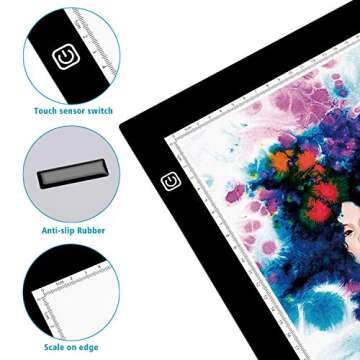 A2 Light Box, Large Size Tracing Light Pad, Ultra-Thin LED Light Board Stepless Brightness and Flick...