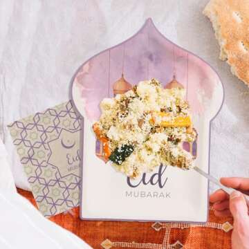 Ramadan Decorations Disposable Paper Plates Eid Mubarak Decorations Set, 96 Pcs, Floral Print Paper ...
