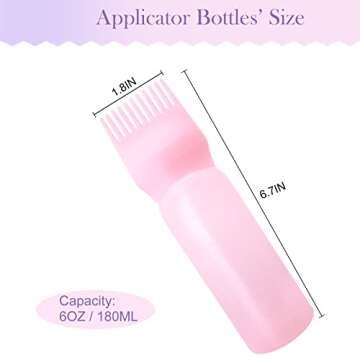 Cosywell Root Comb Applicator Bottle 6 Ounce 2-Pack Hair Dye Applicator Brush with Graduated Scale (...
