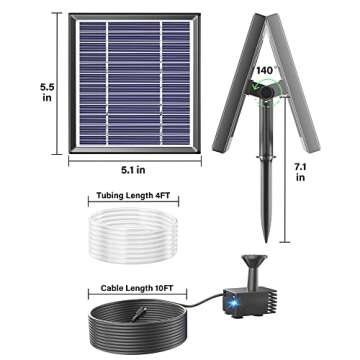 Biling Solar Fountain for Bird Bath, Solar Panel Kit Outdoor Solar Water Pump with 4ft Tubing for Hummingbird Bath, Small Pond and Fish Tank
