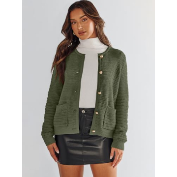 Stylish ANRABESS Women's Tweed Knit Cardigan Sweater