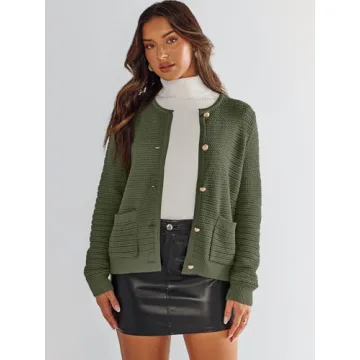 Stylish ANRABESS Women's Tweed Knit Cardigan Sweater
