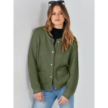 Stylish ANRABESS Women's Tweed Knit Cardigan Sweater