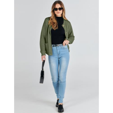 Stylish ANRABESS Women's Tweed Knit Cardigan Sweater