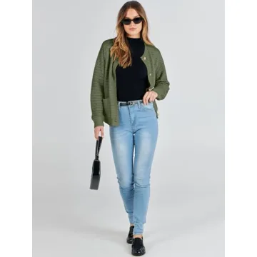 Stylish ANRABESS Women's Tweed Knit Cardigan Sweater