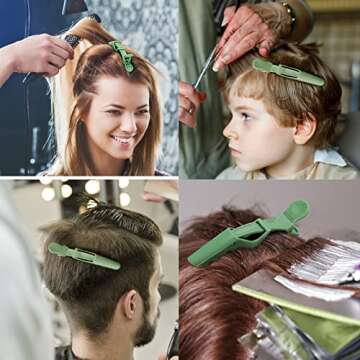 Ondder 14 Pcs Green Hair Clips for Sectioning and Styling - Larger Salon Pro Clips for Barber Coloring, Cutting - Hair Accessories for Women and Men