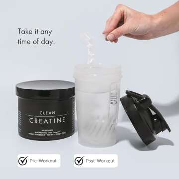 CLEAN Creatine - 100% Creapure® Creatine Monohydrate Powder for Muscle Growth | 450 Grams - 90 Servings | Unflavored | Vegan, Keto, Gluten-Free, and Easy to Mix