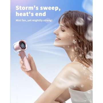 coldSky Handheld Portable Turbo Fan, Speed (1-100) Adjustable USB Rechargeable Powerful Mini Fan Wit...
