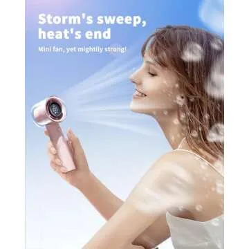 coldSky Handheld Portable Turbo Fan, Speed (1-100) Adjustable USB Rechargeable Powerful Mini Fan Wit...