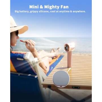 coldSky Handheld Portable Turbo Fan, Speed (1-100) Adjustable USB Rechargeable Powerful Mini Fan With Digital Display, 3000mah Battery Operated Small Fan For Outdoor, Travel, Office