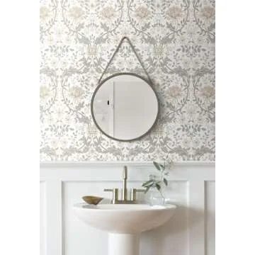 NextWall Honeysuckle Trail Floral Vintage Peel and Stick Wallpaper (Ivory & Grey)