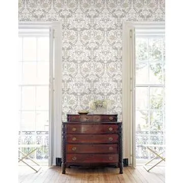 NextWall Honeysuckle Trail Floral Vintage Peel and Stick Wallpaper (Ivory & Grey)