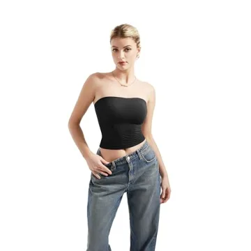 SUUKSESS Women Sexy Tube Top Summer Y2K Going Out Tops Casual Sleeveless Double Lined Basic Tank Top (Black, M)