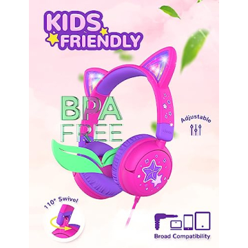 iClever Kids Headphones with Cat Ears and LED