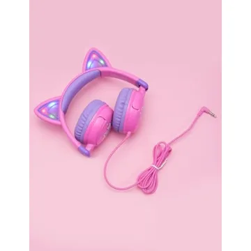 iClever Kids Headphones with Cat Ears and LED