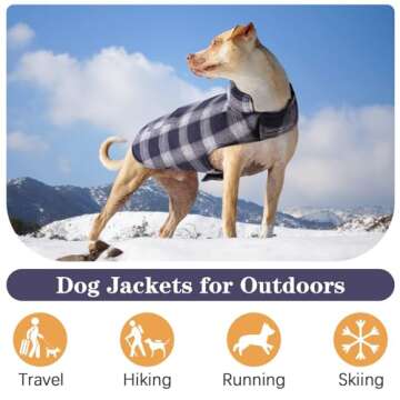 Kuoser Dog Winter Coat, Reversible Dog Jacket, Warm Dog Coat British Style Puppy Cold Weather Coat, Windproof Dog Clothes Dog Vest for Small Medium and Large Dogs Dark Blue S