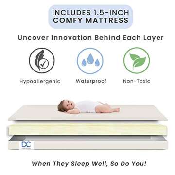 Delta Children Emery Mini Convertible Baby Crib with 2.75-inch Mattress, Grey