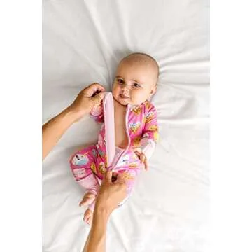 Little Sleepies Zippy Baby & Toddler Pajamas, Sleeper for Boys and Girls, Viscose Derived from Bamboo Newborn Sleeper w/ 2-Way Zipper w/Mitten Cuffs, Pink Cookies & Milk, 3-6M