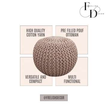 FRELISH DECOR Round Pouf Ottoman - Handmade Cotton Foot Stool