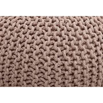 FRELISH DECOR Round Pouf Ottoman - Handmade Cotton Foot Stool