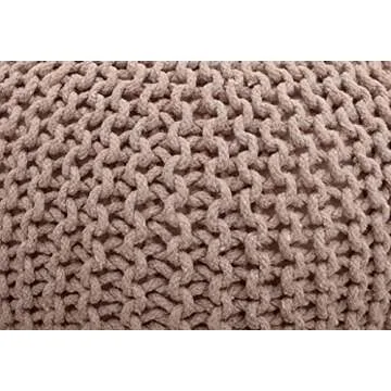 FRELISH DECOR Round Pouf Ottoman - Handmade Cotton Foot Stool