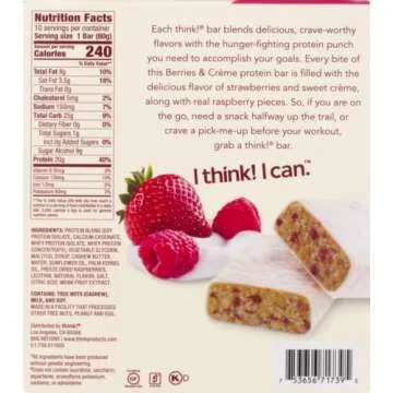 think! Protein Bars with Berries & Crème, 20g Protein Snack