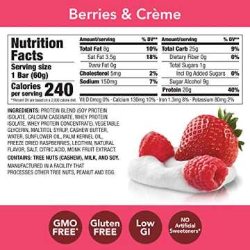 think! Protein Bars with Berries & Crème, 20g Protein Snack