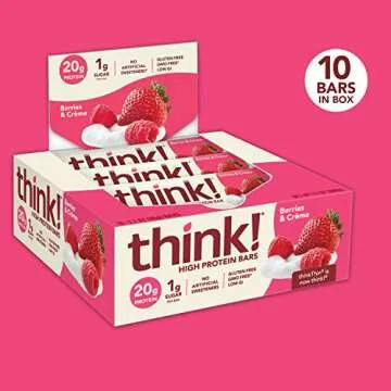 think! Protein Bars with Berries & Crème, 20g Protein Snack