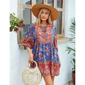 Chic Chigant Women Boho Floral Dress for Summer Fun