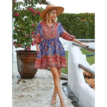 Chic Chigant Women Boho Floral Dress for Summer Fun