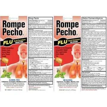 Rompe Pecho SF-FLU (Sugar-Free FLU) 6oz - Cold and FLU Syrup