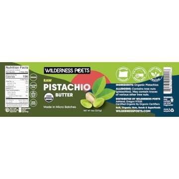 Wilderness Poets, Pistachio Butter - Organic, Raw, 100% Pistachio - Glass Jar (8 Ounce) - Perfect fo...