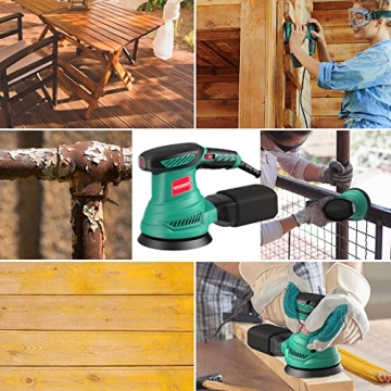 HYCHIKA 5-Inch Orbital Sander 6-Speed 13000RPM Dust Collection