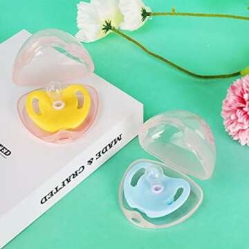 Accmor Pacifier Case, Pacifier Holder Case, Pacifier Container for Travel, BPA Free,Transparent Pink, 3 Pack