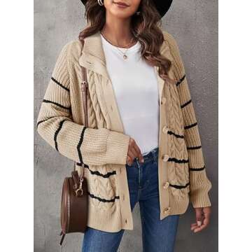 Dokotoo Women's Cozy Cable Knit Cardigan for Fall