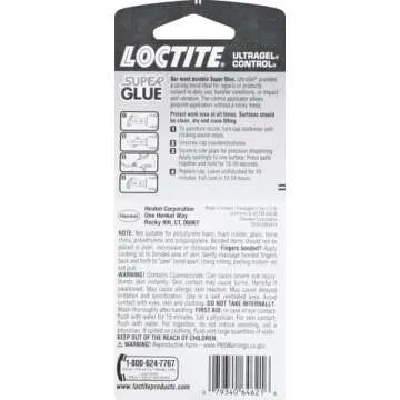 Loctite Super Glue Ultra Gel Control, Clear Superglue For Plastic, Wood, Metal, Crafts, & Repair, Adhesive Instant Glue, Quick Dry - 0.14 fl oz Bottle, Pack Of 1