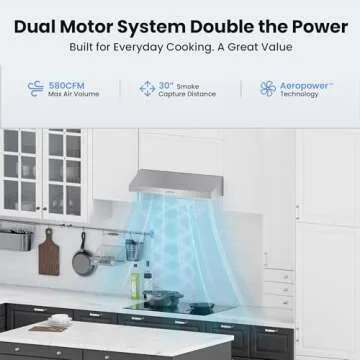 VIKIO HOME Under Cabinet Range Hood 30 Inch - 580 CFM with Dual Motors
