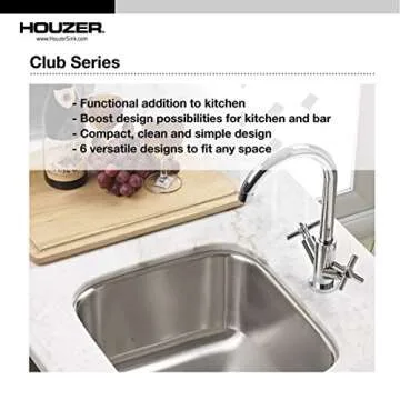 Houzer Stainless Steel Undermount Bar Sink with Grid & Strainer