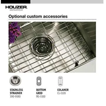 Houzer Stainless Steel Undermount Bar Sink with Grid & Strainer