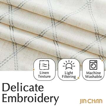 Stylish JINCHAN Linen Curtains with Modern Embroidery