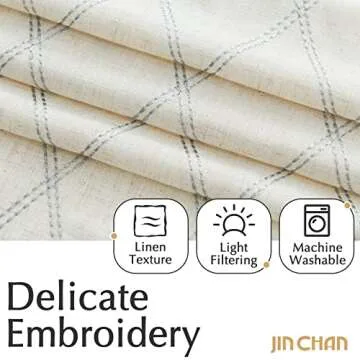 Stylish JINCHAN Linen Curtains with Modern Embroidery