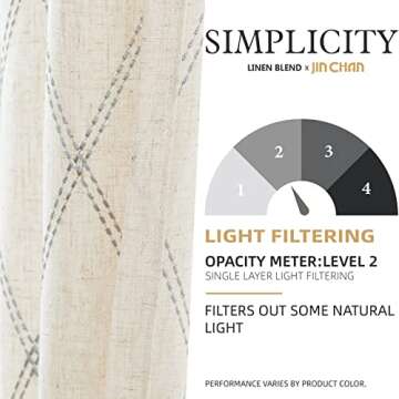 Stylish JINCHAN Linen Curtains with Modern Embroidery