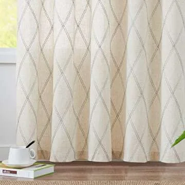 Stylish JINCHAN Linen Curtains with Modern Embroidery