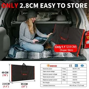 DOKIO 300W 18V Portable Solar Panel Kit Folding Solar Charger with 2 USB Outputs for 12v Batteries/P...