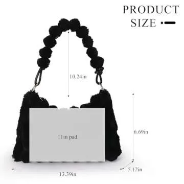 Extolove Furry Purse for Women Y2K Fluffy Shoulder Bag Faux Fur Purse Fuzzy Tote Bag (Black)