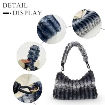 Extolove Furry Purse for Women Y2K Fluffy Shoulder Bag Faux Fur Purse Fuzzy Tote Bag (Black)