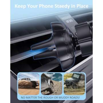pop-tech Air Vent Phone Holder for Socket Mount, 360° Rotation Vent Clip Car Mount Silicone with Adjustable Switch Lock for Collapsible Grip/GPS Navigation & 3M Sticky Adhesive for Expanding Stand