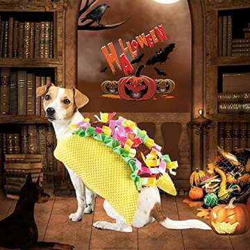 Dog Taco Costume Halloween Costumes for Dogs, Funny Taco Pet Costume Dog Halloween Costumes, Hallowe...