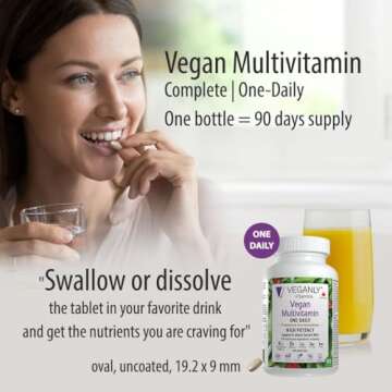 VEGANLY Vitamins Vegan Multivitamin One-Daily for Plant-Based Diets