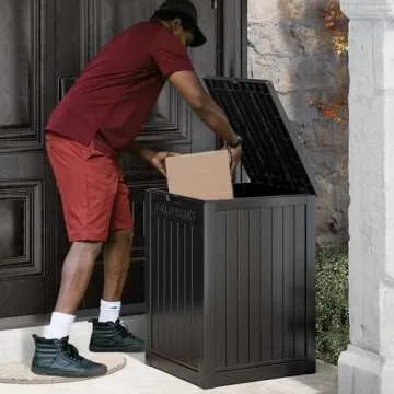 Package Delivery Box for Porch, 48 Gallon Storage Box with Lockable Secure, Large Double Wall Resin Outdoor Package Delivery and Waterproof Deck Box